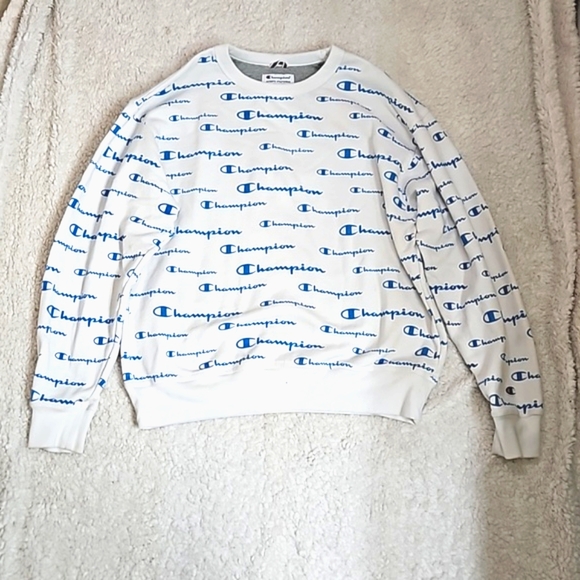 Champion Powerblend AOP Script Crewneck Sweatshirt Size Large - Picture 7 of 7